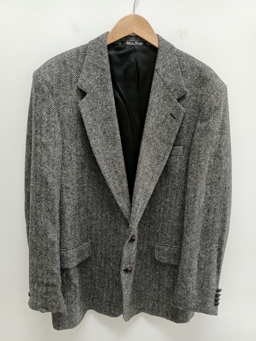 Robert Stock Men's Gray Herringbone Wool Sport Coat Blazer Size 44L